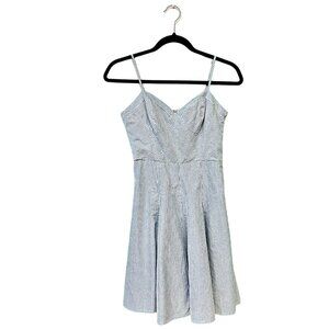 Lauren Conrad Fit & Flare Strip Mini Dress Sleeveless Fitten Bodice Godet Skirt